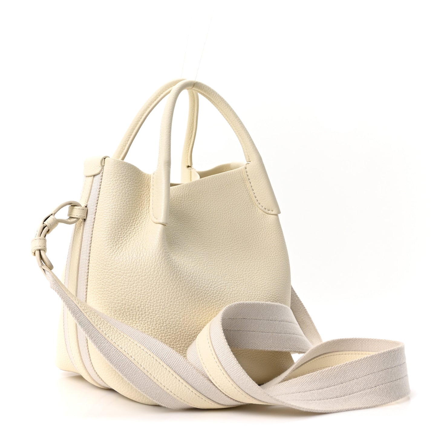 Grained Calfskin Small Bale Bag Whisper White
