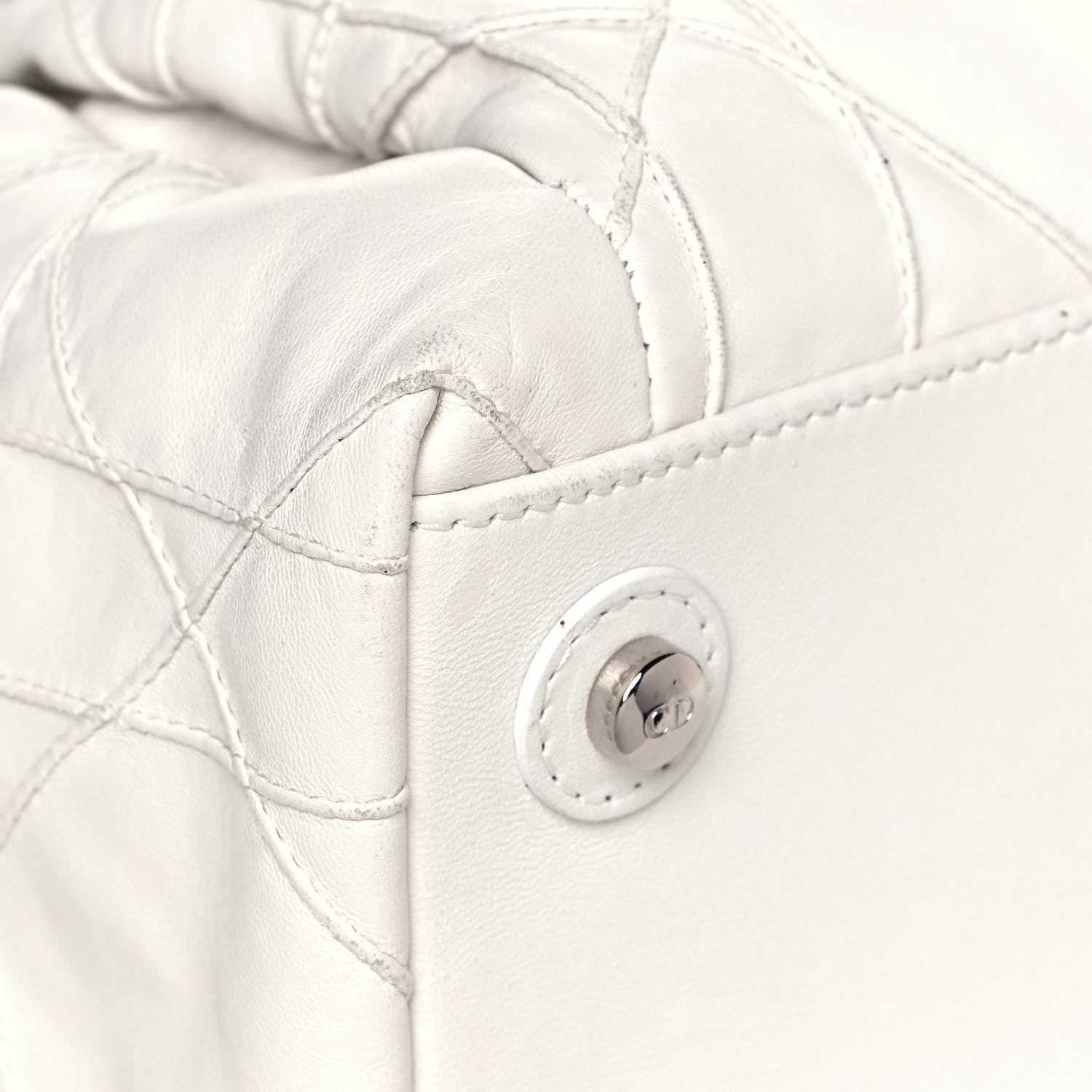 Christian Dior Lambskin Cannage Medium Le Trente Tote White 9 of 15