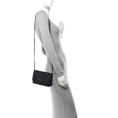 Chanel Patent Calfskin Quilted Reissue Wallet On Chain WOC So Black 2 of 12