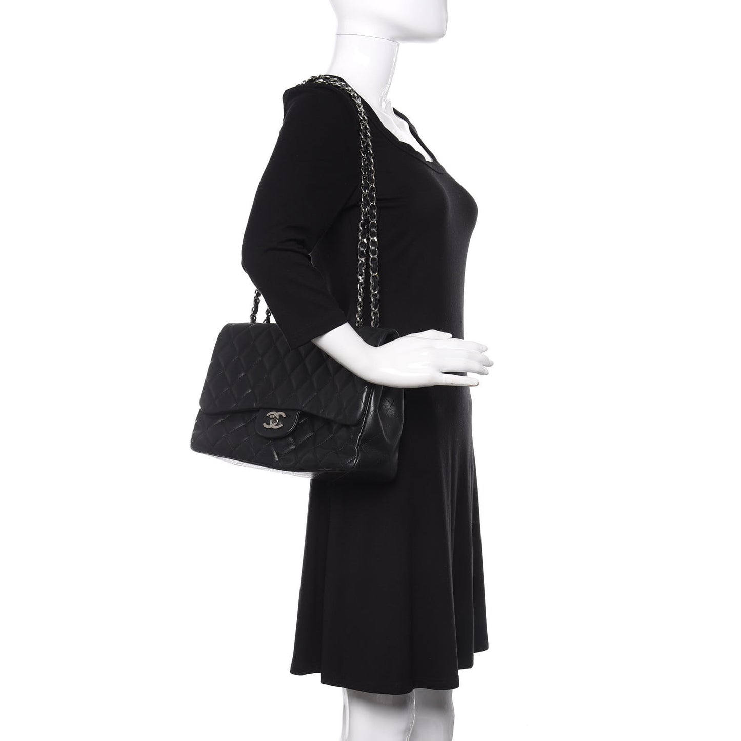 Lambskin Quilted Jumbo Single Flap Black