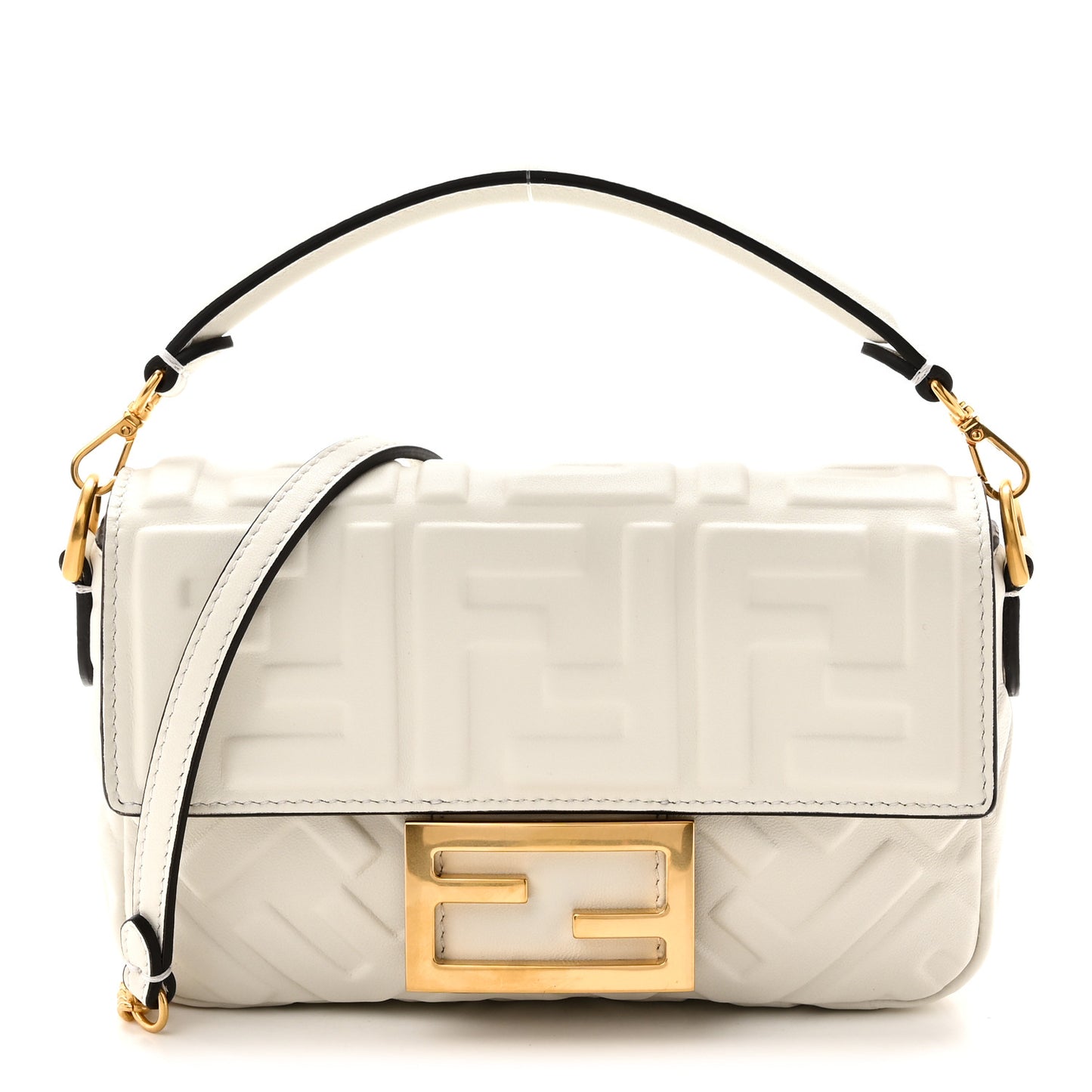 Nappa FF 1974 Embossed Mini Baguette White