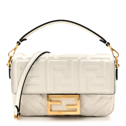 Fendi Nappa FF 1974 Embossed Mini Baguette White 1 of 10