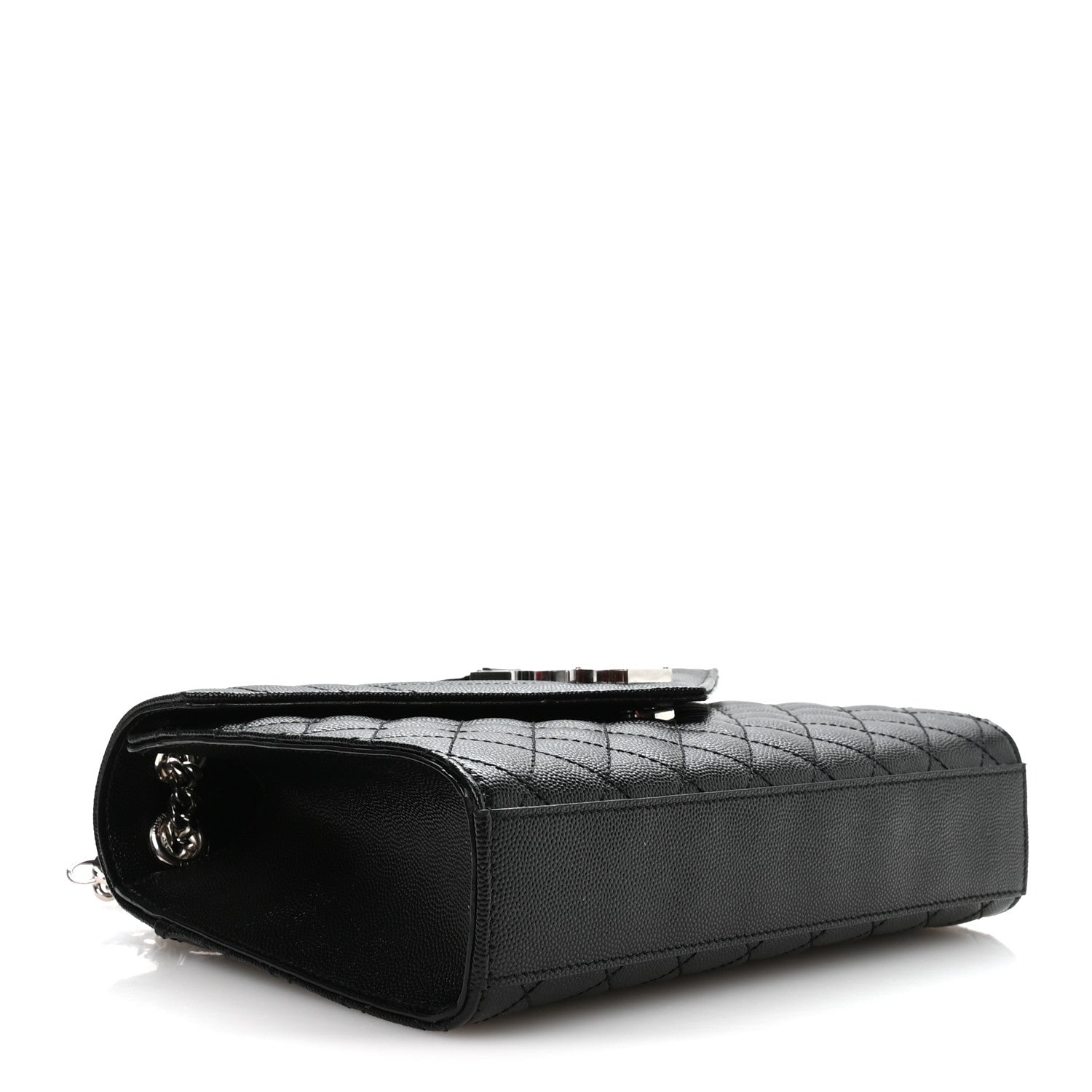 Saint Laurent Grain De Poudre Textured Mixed Matelasse Triquilt Medium Monogram Satchel Black 4 of 11
