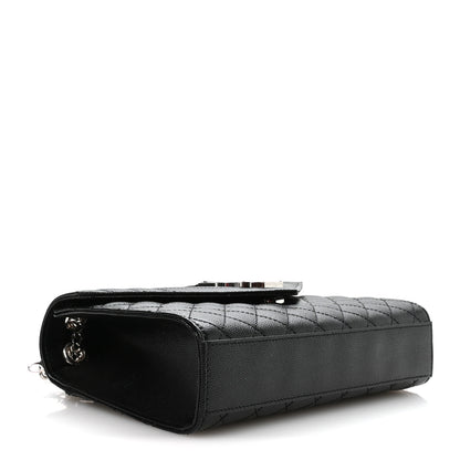Saint Laurent Grain De Poudre Textured Mixed Matelasse Triquilt Medium Monogram Satchel Black 4 of 11