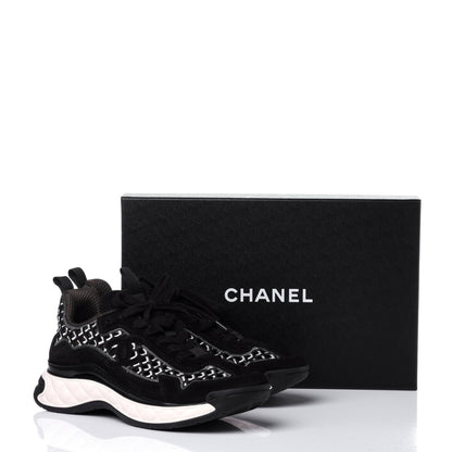 Chanel Suede Calfskin Embroidered CC Sneakers 39 Black 11 of 11