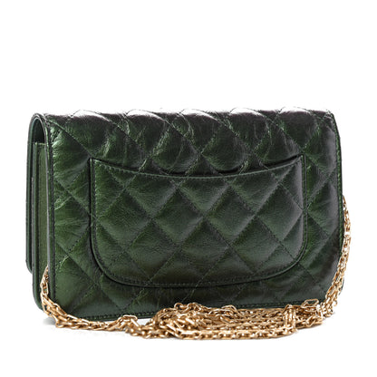 Chanel Metallic Aged Calfskin Quilted 2.55 Reissue Wallet on Chain WOC Green 3 of 11