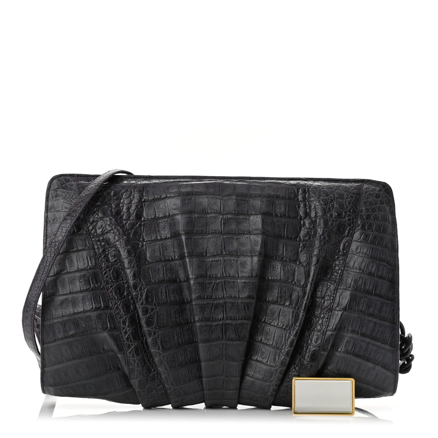 Crocodile Slim Frame Chain Clutch Degrade