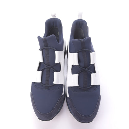 Hermes Technical Canvas Calfskin Goatskin Womens Player Sneakers 38.5 Marine White Black 5 of 12