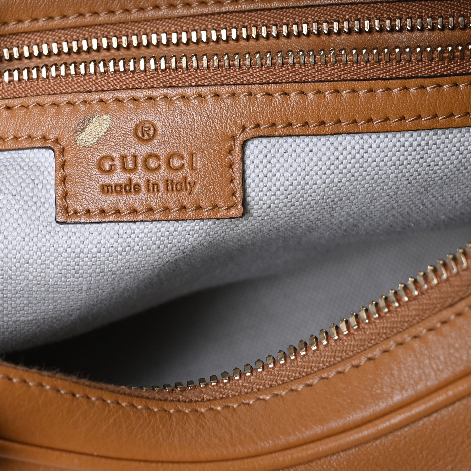 Gucci Aria Calfskin Web Large Attache Shoulder Bag Dark Orange 6 of 10