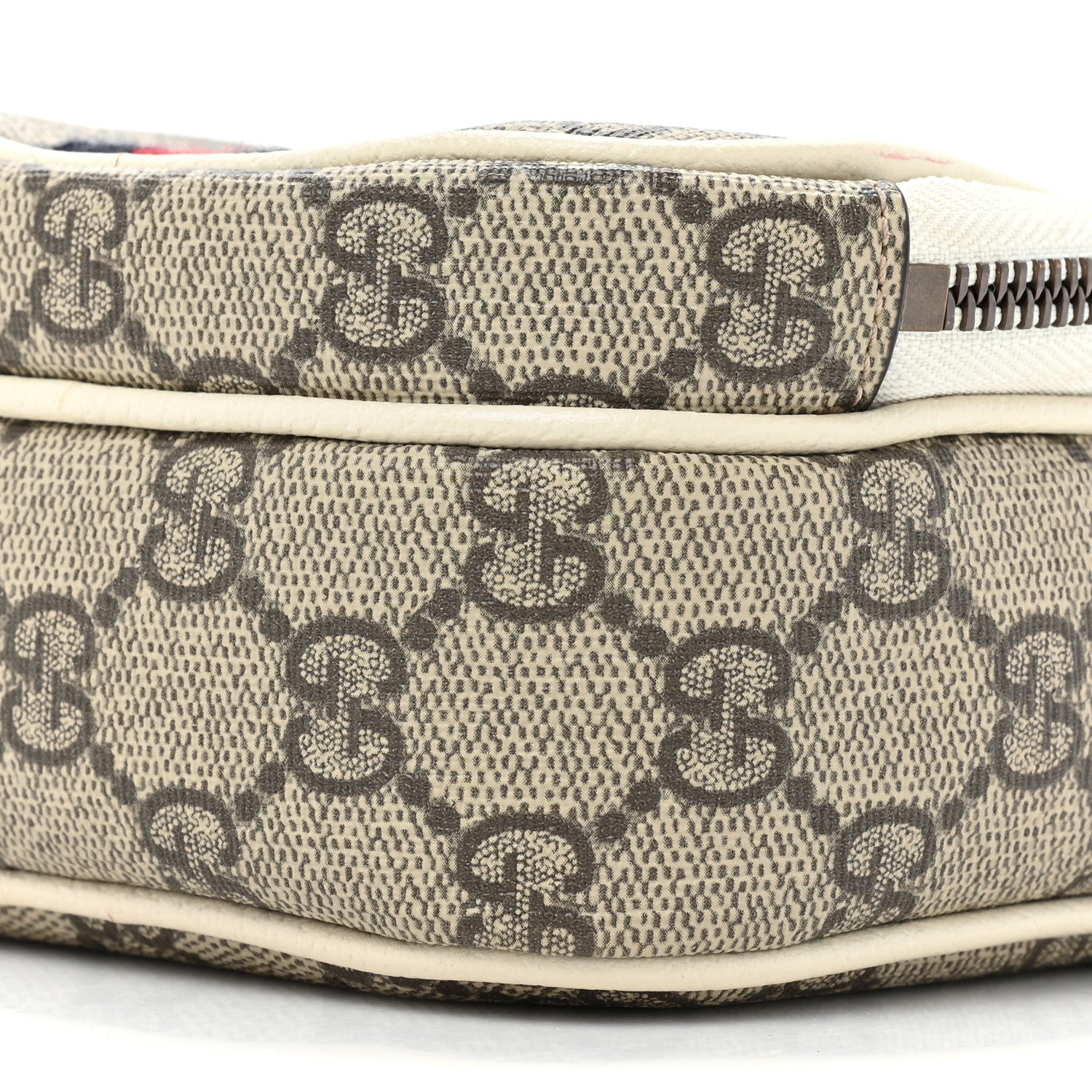 Gucci GG Supreme Monogram Web Mini Ophidia Double Zip Messenger Bag Beige Ebony Mystic White 8 of 16