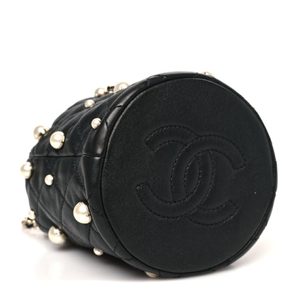 Chanel Lambskin Quilted Pearl Mini About Pearls Drawstring Bag Black 4 of 10