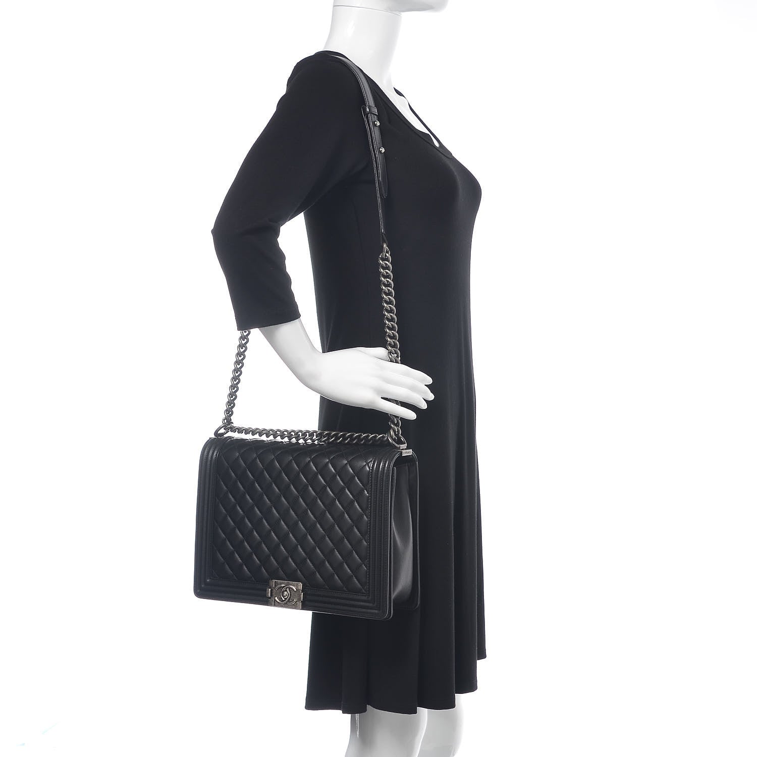Chanel Lambskin Quilted Large Boy Flap Black 2 of 14