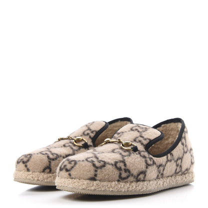 Gucci Covered Wool GG Monogram Mens Fria Horsebit Loafers 6 Beige Ebony Black Butterscotch 3 of 11
