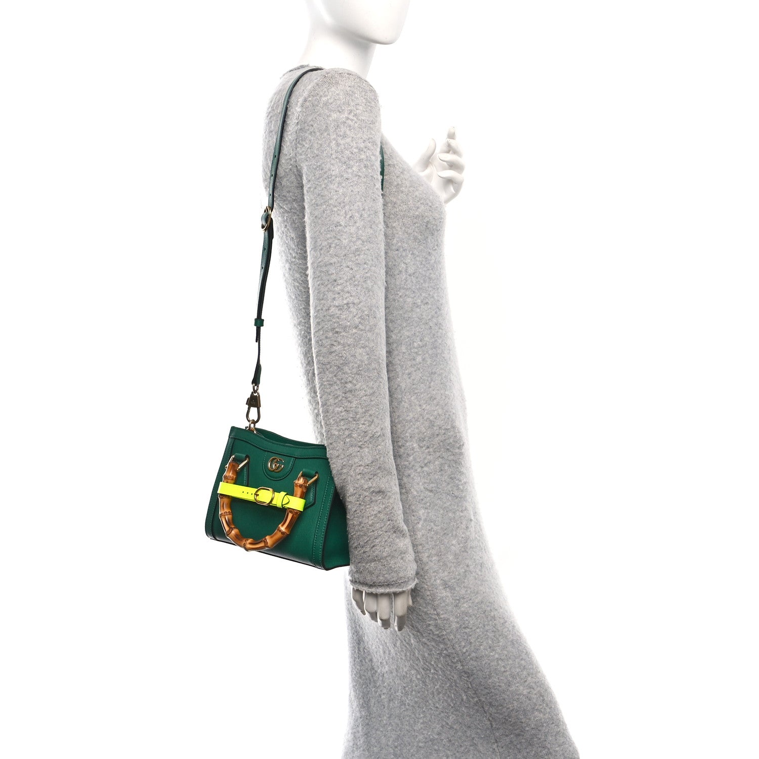 Gucci Wonka Grain Calfskin Mini Diana Tote Bag Green Yellow Fluo 2 of 11