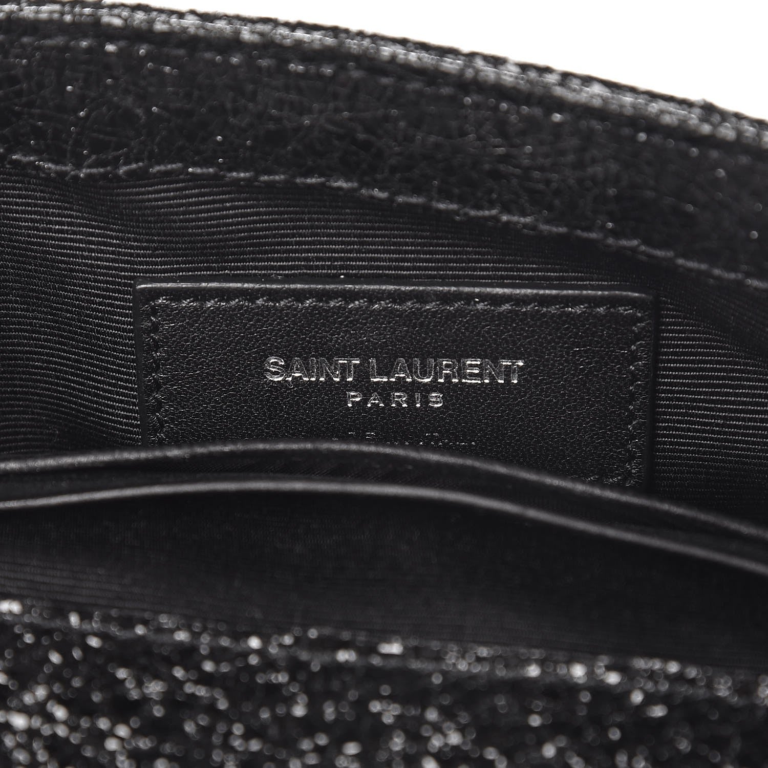 Saint Laurent Metallic Crackled Calfskin Chevron Monogram Classic Baby Punk Chain Bag Black 7 of 7