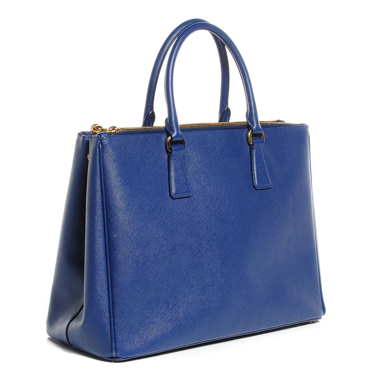 Saffiano Lux Large Double Zip Tote Bluette