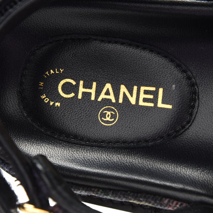 Chanel Denim Quilted Dad Sandals 38 Black Multicolor 7 of 8