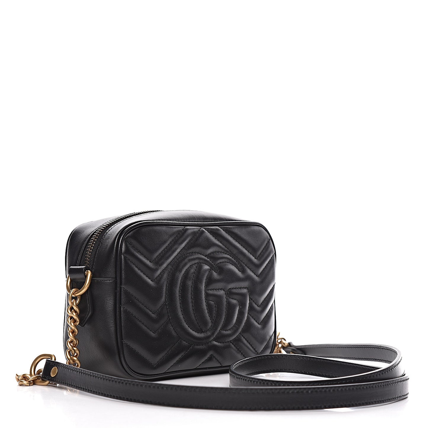Calfskin Matelasse Mini GG Marmont Chain Shoulder Bag Black