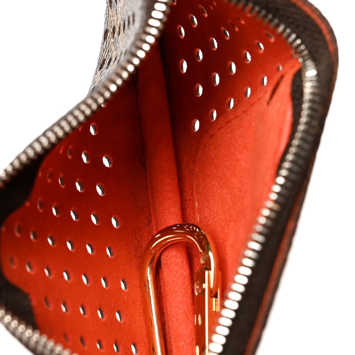 Monogram Perforated Key Pouch Orange