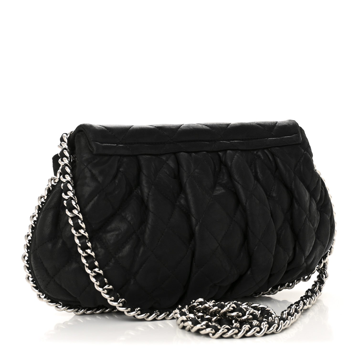 Chanel Washed Lambskin Quilted Medium Chain Around Messenger Black 3 of 13