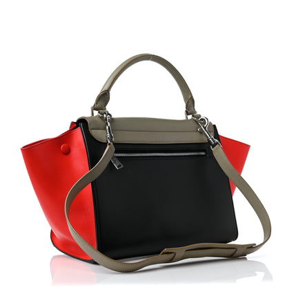 Celine Satin Calfskin Small Tri-Color Trapeze Alizarin 3 of 12