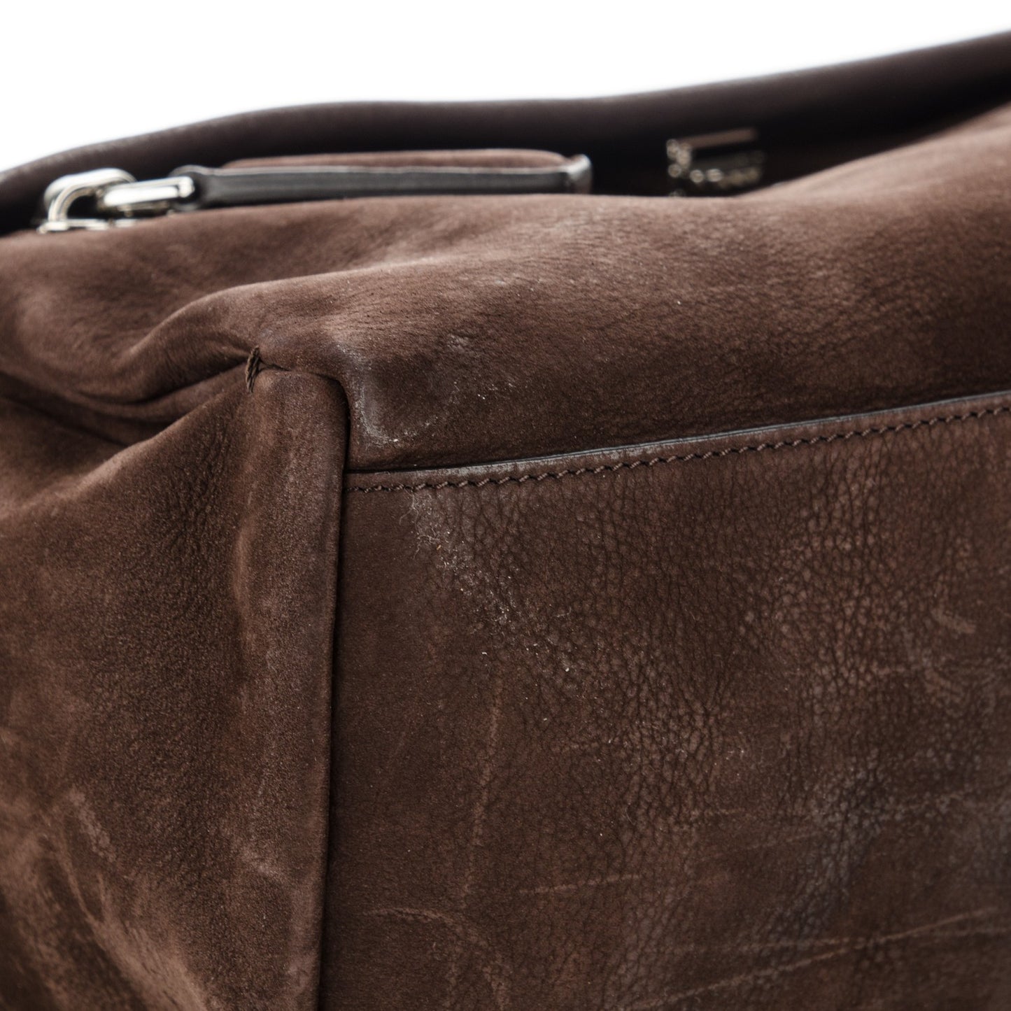 Nubuck Medium Pandora Pure Flap Bag Chocolate