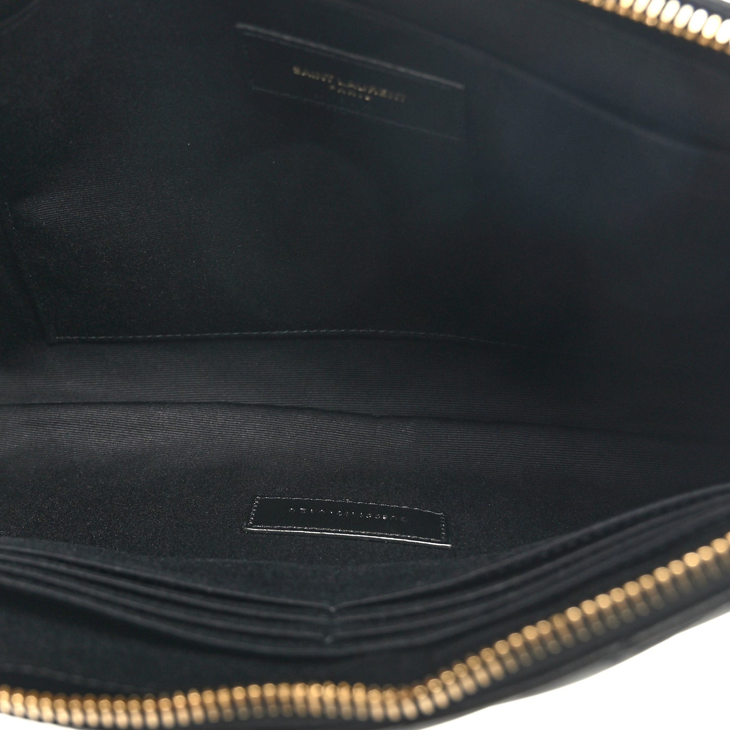 Calfskin Matelasse Monogram Cassandre Tablet Pouch Black