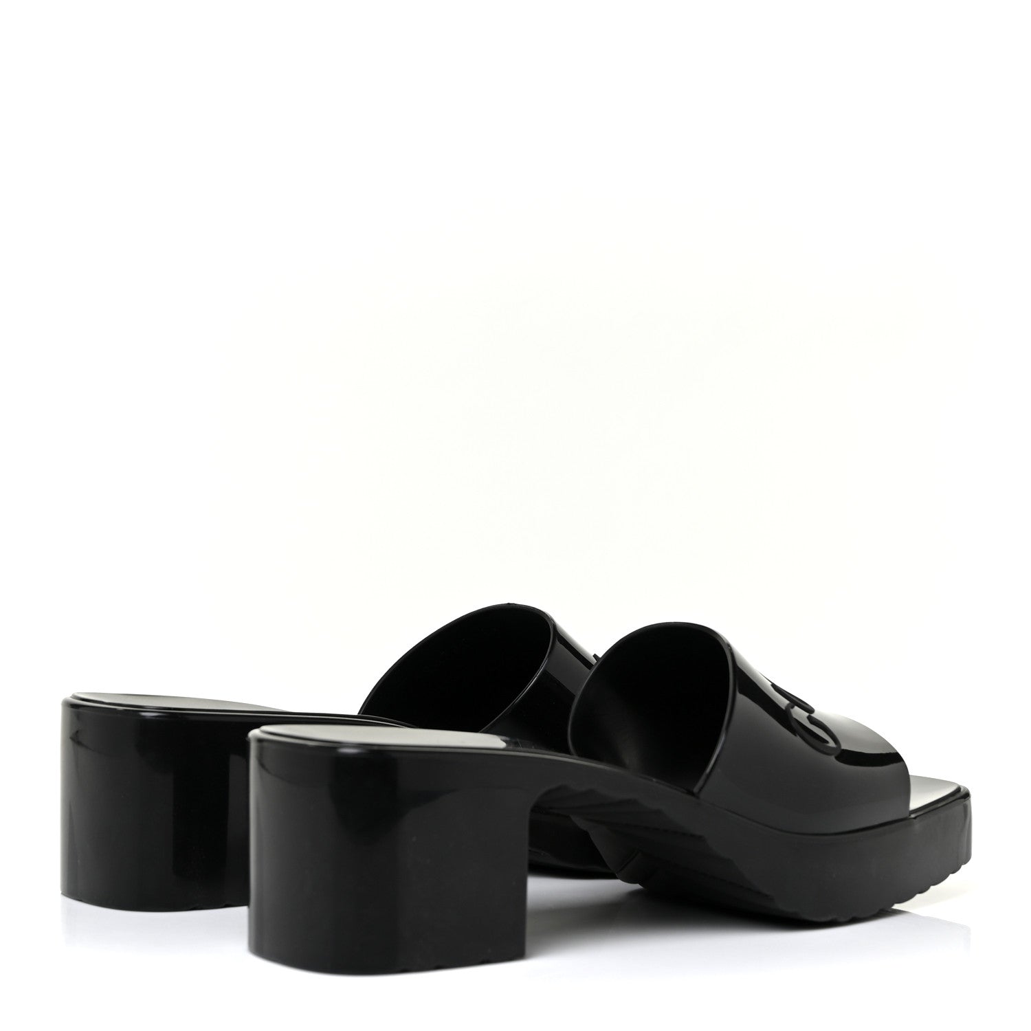 Gucci Rubber Gucci Logo Womens Platform 20/60mm Slide Sandals 36 Black 4 of 7