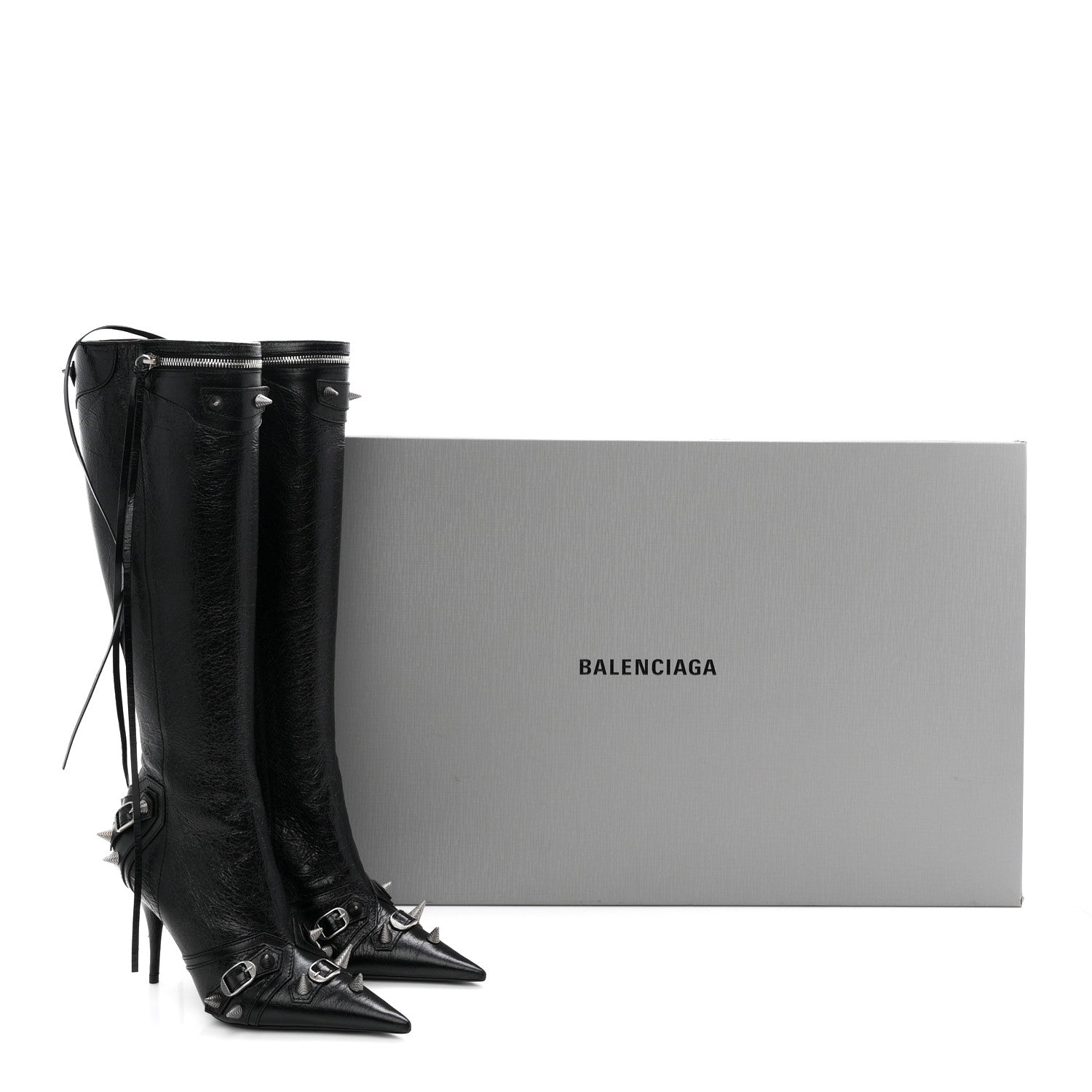 Balenciaga Agneau Arena Spike Spiked Cagole 90mm Boots 38 Black 10 of 10