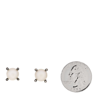 David Yurman Sterling Silver Diamond Pearl 9.5-10mm Cable Stud Earrings 2 of 4