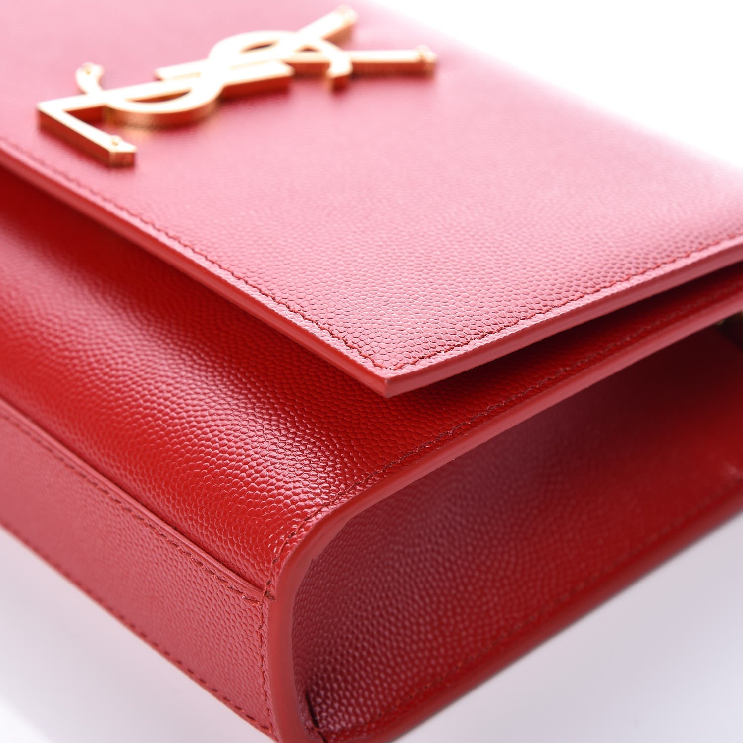 Saint Laurent Grain De Poudre Small Monogram Kate Satchel Bandana Red 11 of 11