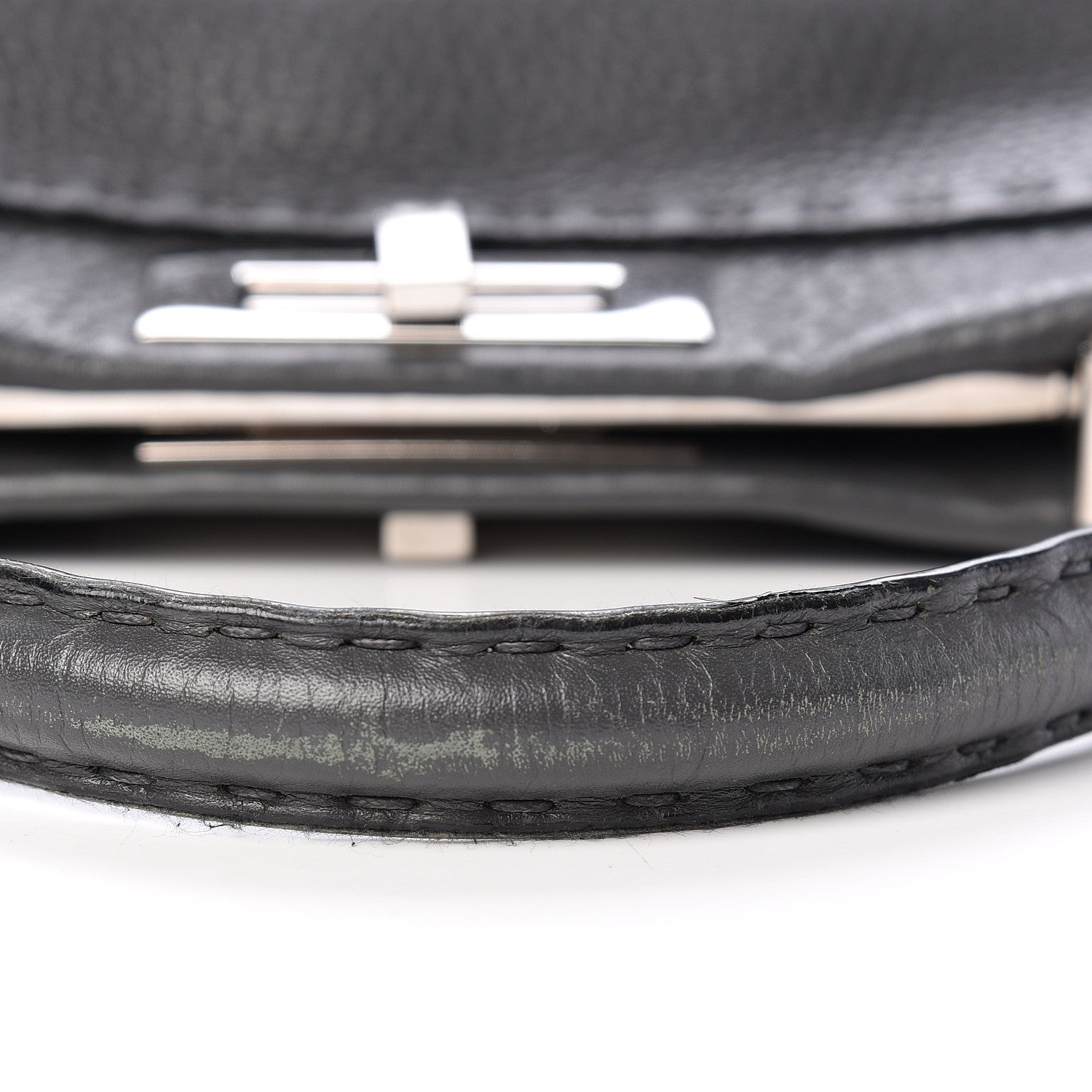 Fendi Cuoio Romano Selleria Bi-Color Medium Peekaboo Iconic Satchel Asfalto Latte 15 of 16