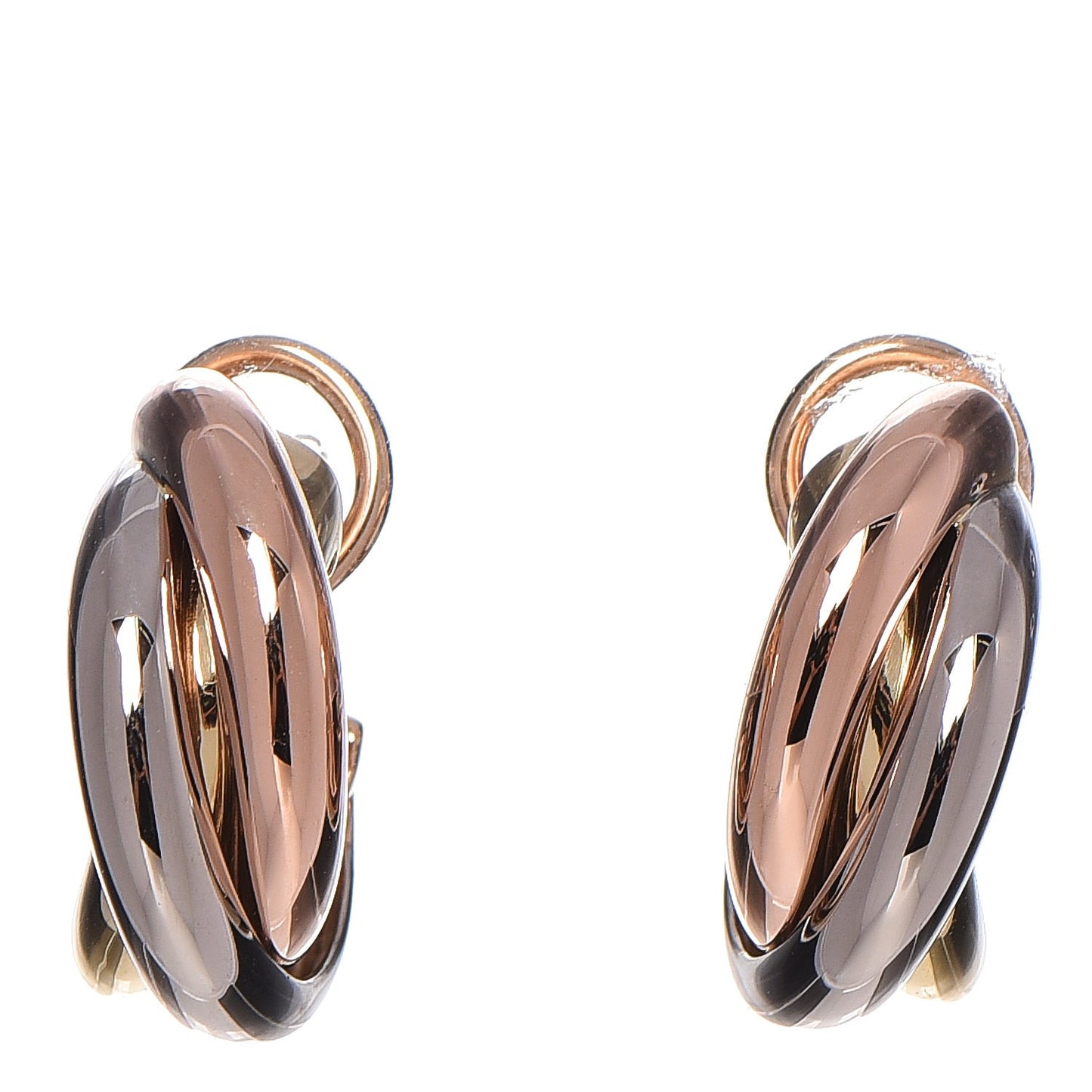 18K Pink Yellow White Gold Small Trinity Earrings
