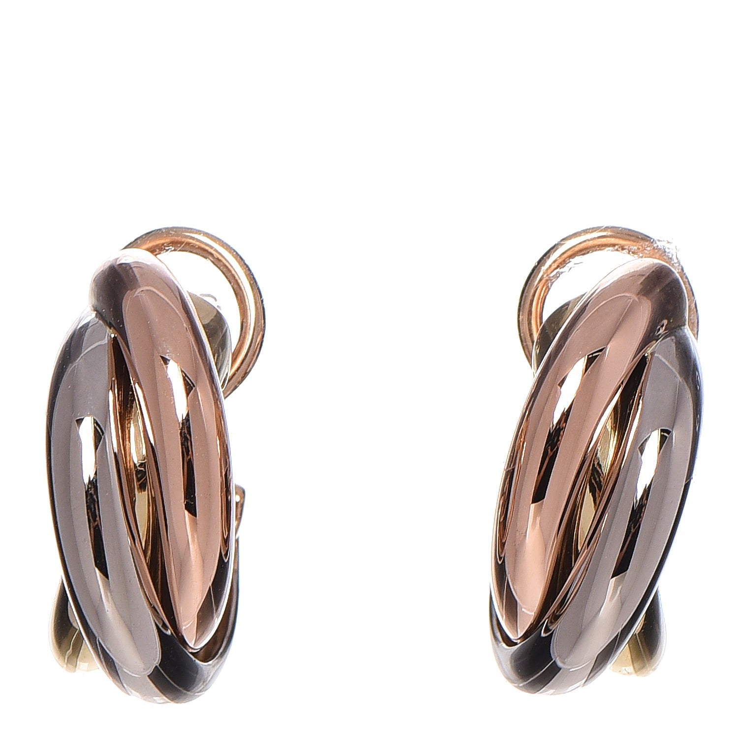Cartier 18K Pink Yellow White Gold Small Trinity Earrings 1 of 4