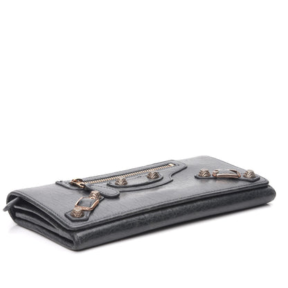 Balenciaga Agneau Giant 12 Rose Gold Hardware Money Wallet Anthracite 4 of 7