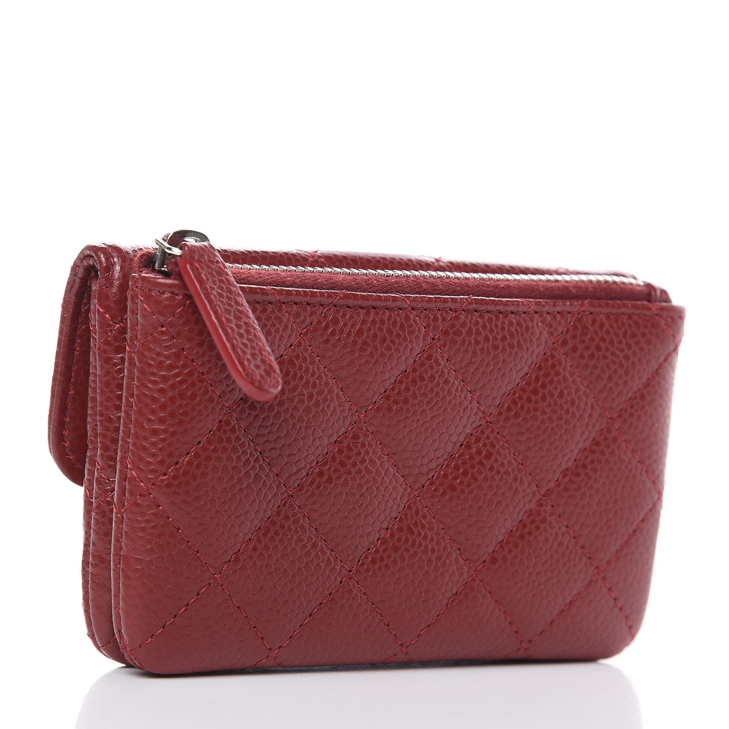 Caviar Quilted Coin Purse Dark Red