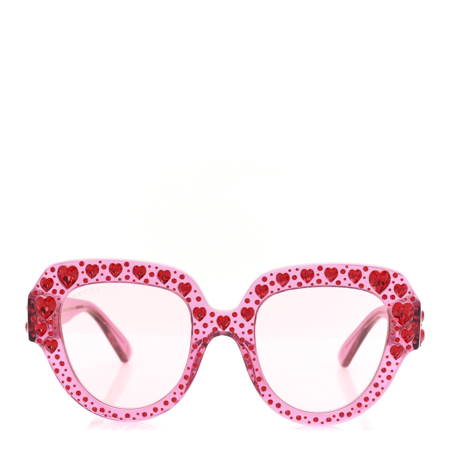 Gucci Crystal Heart Sunglasses GG0308S Red Pink 2 of 9