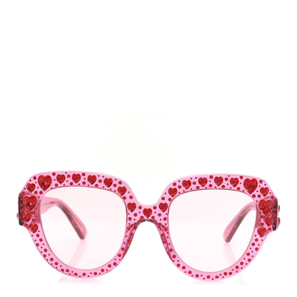 Gucci Crystal Heart Sunglasses GG0308S Red Pink 2 of 9