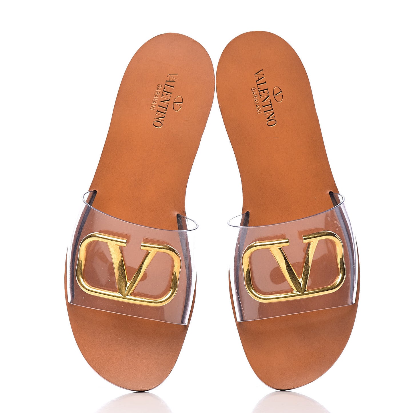 PVC Transparent Vlogo Flat Slide Sandals 39.5 Brown