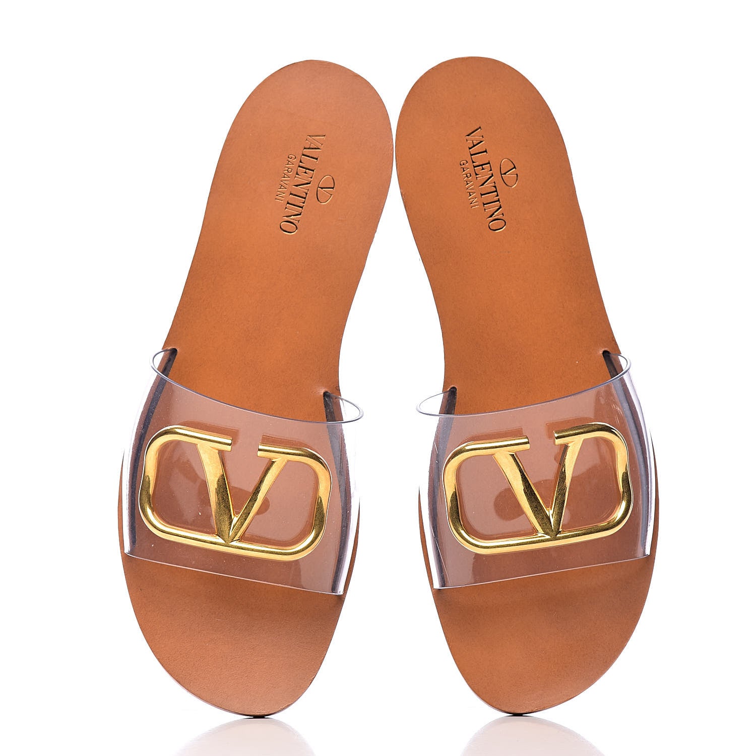 Valentino Garavani PVC Transparent Vlogo Flat Slide Sandals 39.5 Brown 9 of 10