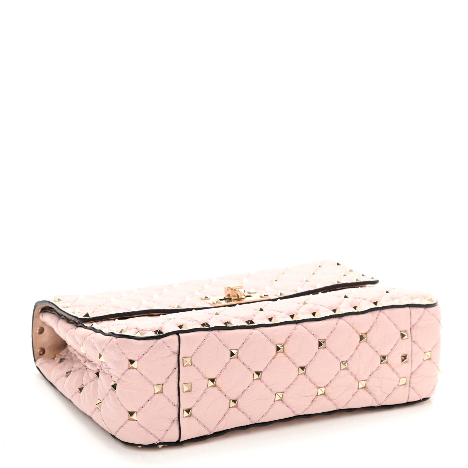 Valentino Garavani Craquele Nappa Medium Rockstud Spike Shoulder Bag Water Rose 4 of 7