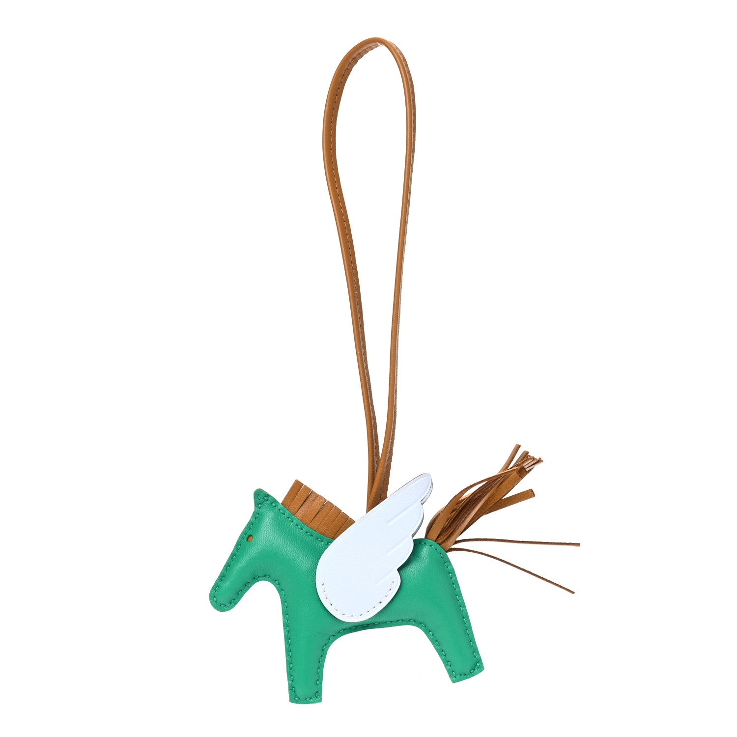 Hermes Milo Lambskin Grigri Rodeo Pegase Horse Bag Charm PM Menthe Sesame Bleu Brume 1 of 4
