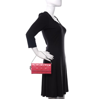 Christian Dior Patent Cannage Rendezvous Chain Wallet Pink 2 of 12
