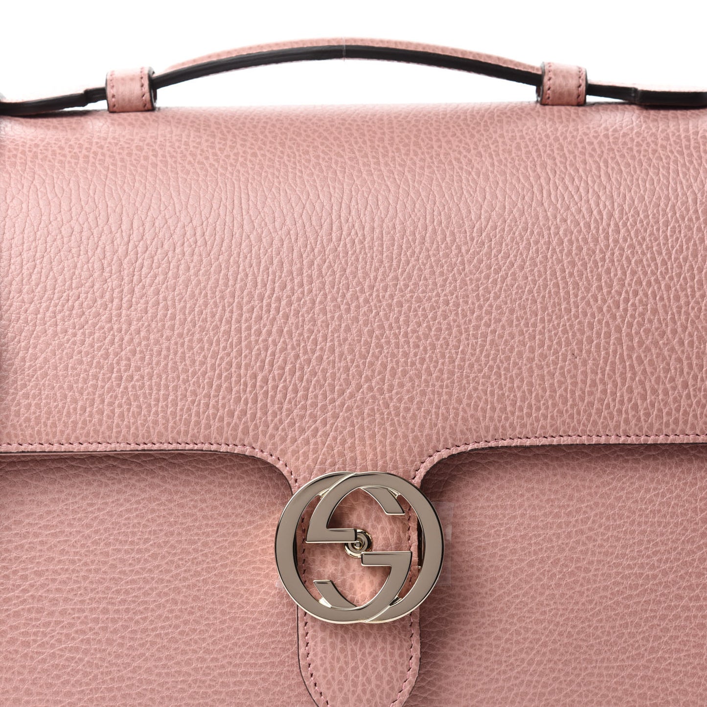 Dollar Calfskin Medium Interlocking G Top Handle Shoulder Bag Soft Pink