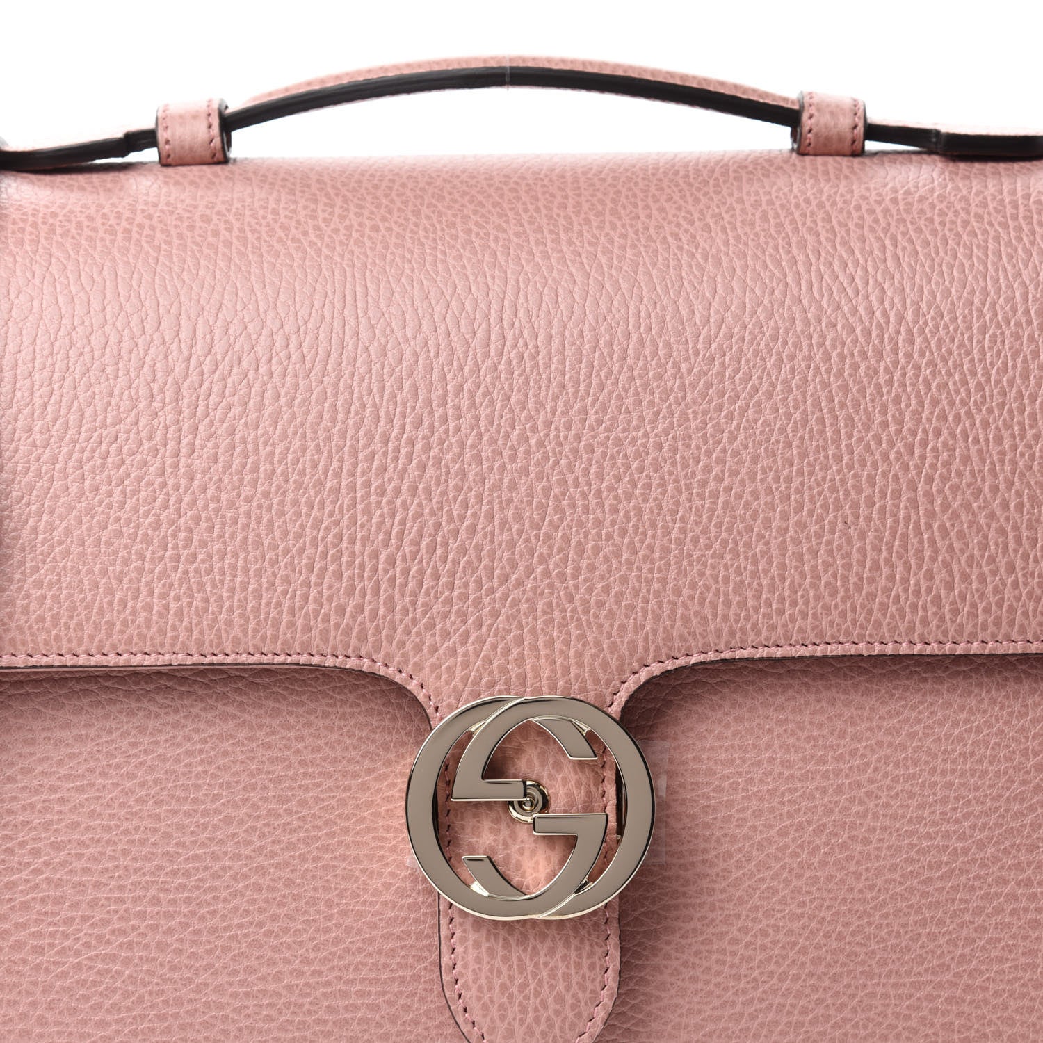 Gucci Dollar Calfskin Medium Interlocking G Top Handle Shoulder Bag Soft Pink 10 of 10
