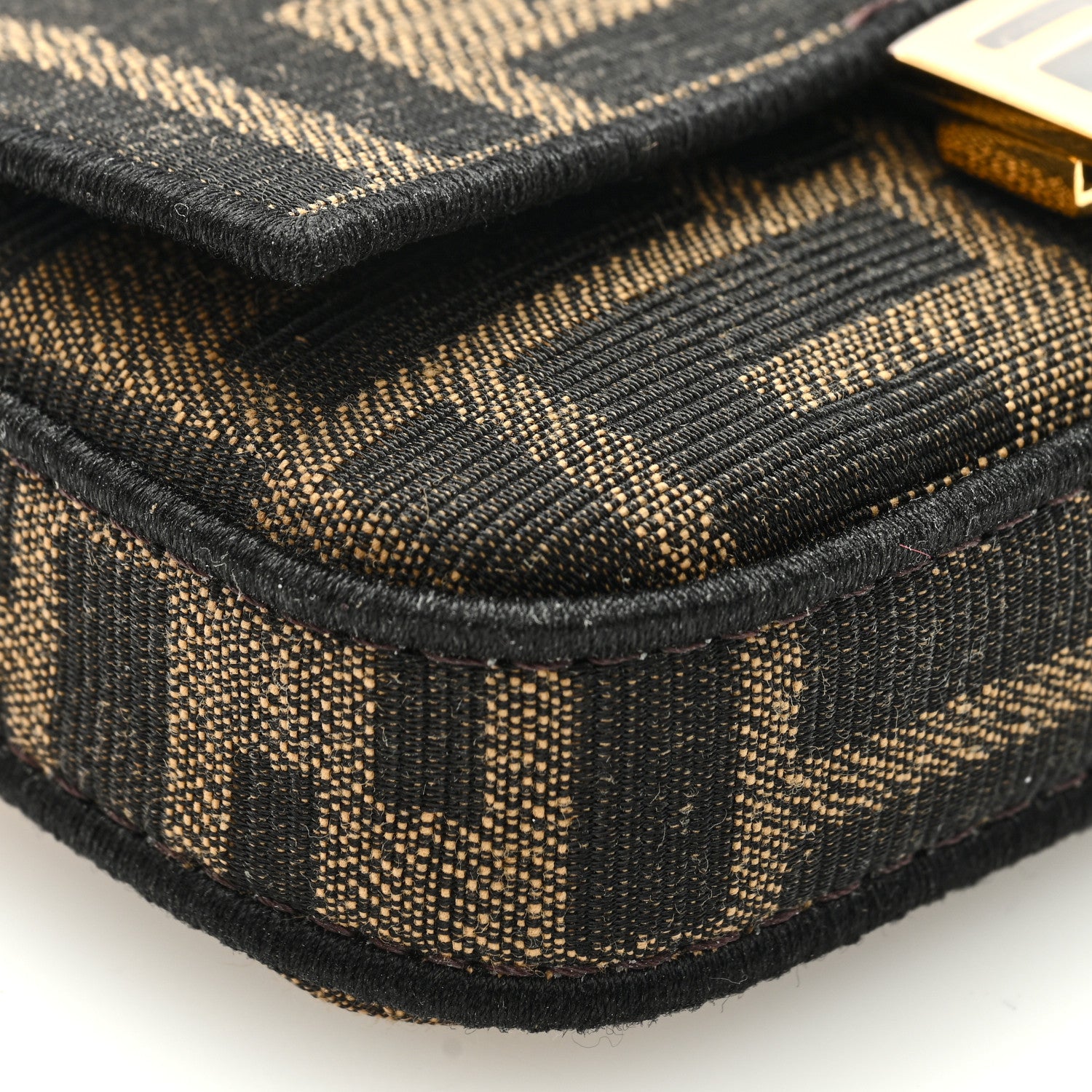 Fendi Fabric Jacquard FF 1974 Nano Baguette Charm Tobacco Moro Black 6 of 7