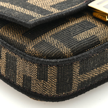 Fendi Fabric Jacquard FF 1974 Nano Baguette Charm Tobacco Moro Black 6 of 7
