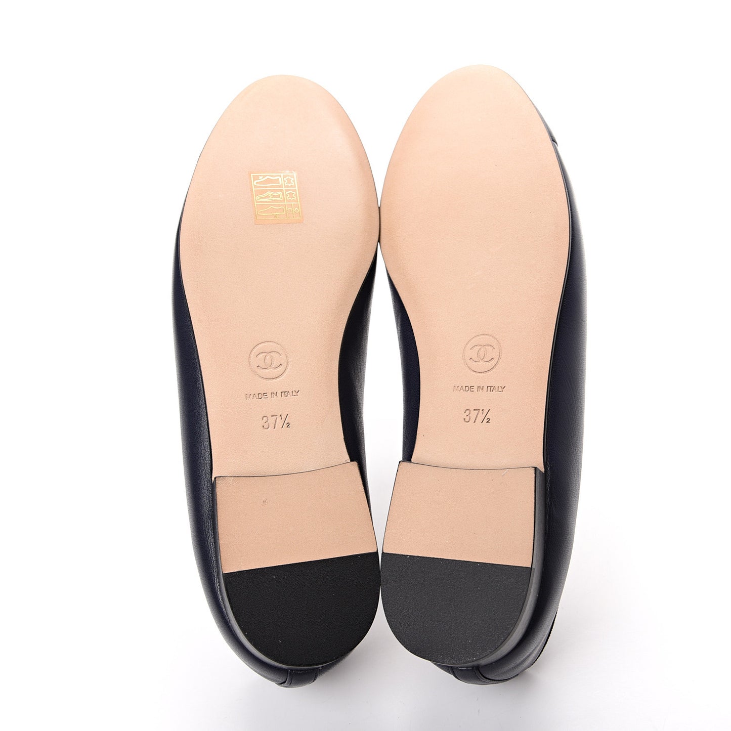 Lambskin CC Cap Toe Ballerina Flats 37.5 Navy
