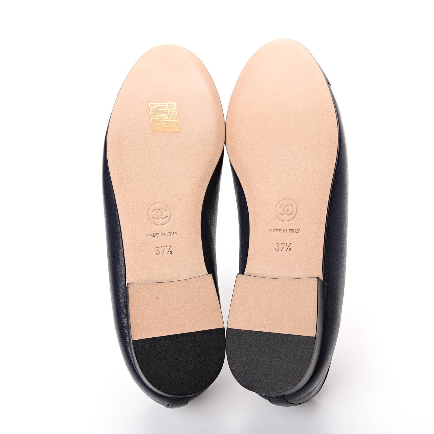 Chanel Lambskin CC Cap Toe Ballerina Flats 37.5 Navy 5 of 9