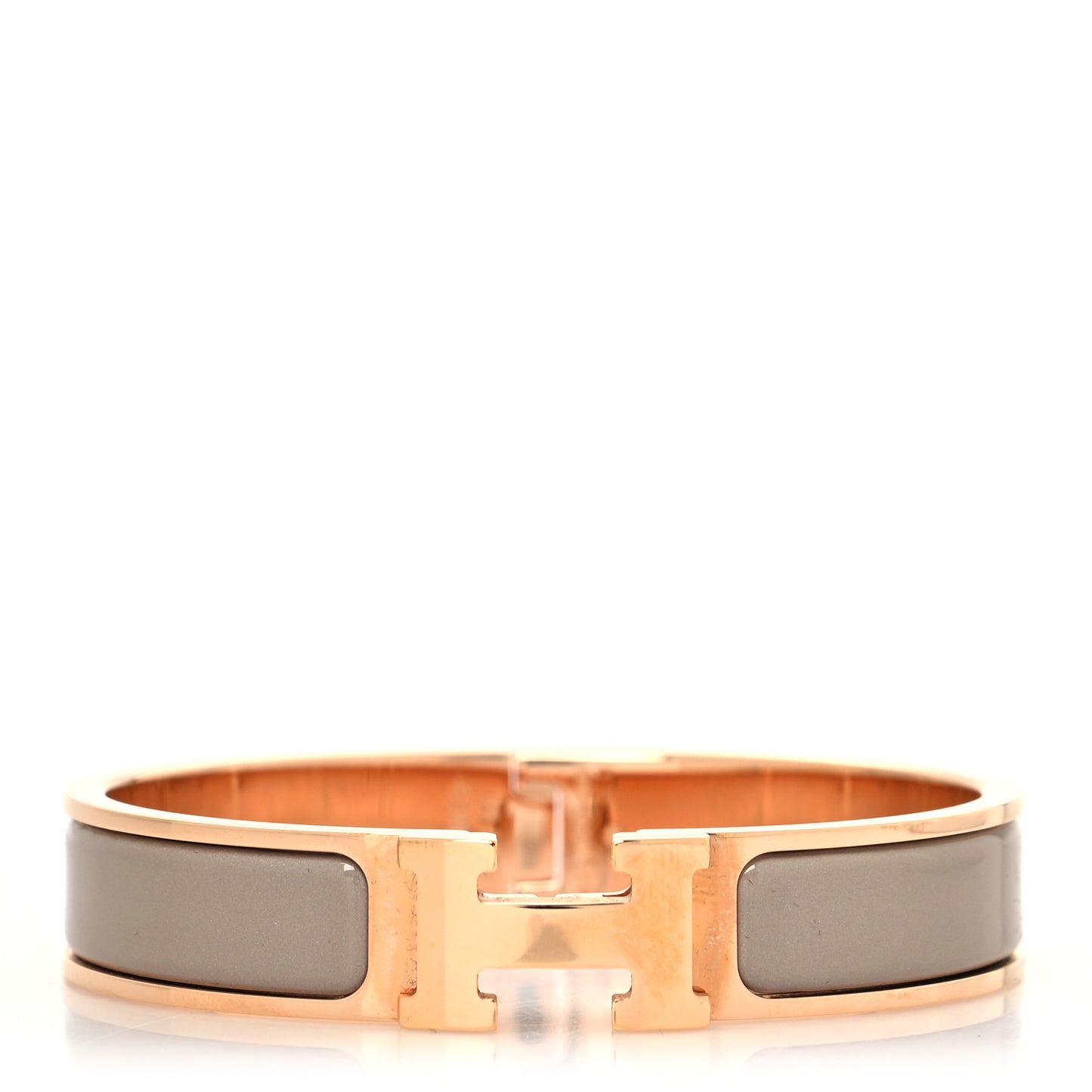 Enamel Narrow Clic Clac H Bracelet PM Marron Glace